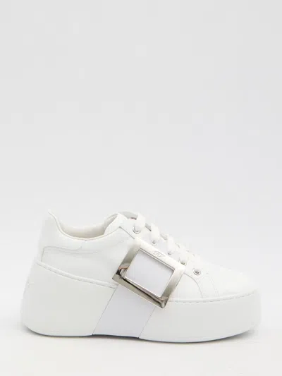 Roger Vivier Viv Skate Platform Sneakers In White