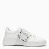 Roger Vivier Viv Skate Crystal-embellished Rubber-trimmed Leather Sneakers In White