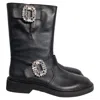 Roger Vivier Viv' Strass Mid-calf Boots In Black Calf Leather In Black