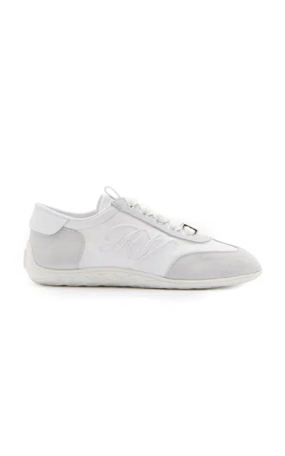 Roger Vivier Viv Suede-trimmed Canvas Sneakers In White