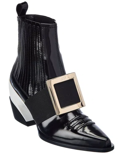 ROGER VIVIER VIV TEX LEATHER BOOTIE
