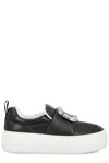 Roger Vivier Viv Up Embellished Buckle Sneakers In Black