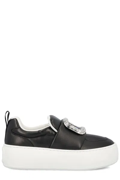 ROGER VIVIER VIV UP EMBELLISHED BUCKLE SNEAKERS