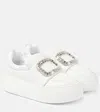 Roger Vivier Viv' Up Leather Slip-on Sneakers In Bianco