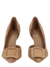 Roger Vivier Viv Ville Dorsay Pointed Toe Buckle Goat Leather Pumps In Blue