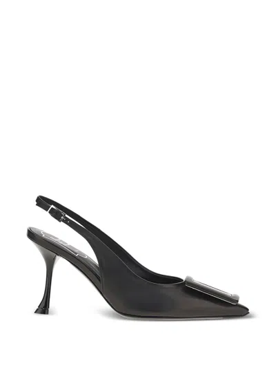 Roger Vivier Viv Ville Leather Slingback Pumps In Black