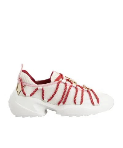 Roger Vivier Viv' Zag Sneakers In Fabric And Leather In White