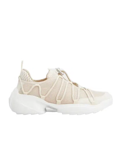 Roger Vivier Viv' Zag Sneakers In Fabric And Suede In Beige