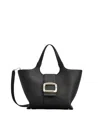Roger Vivier Dual Handle Front Buckle Tote Bag In Black