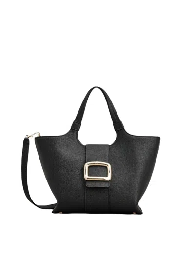 Roger Vivier Dual Handle Front Buckle Tote Bag In Black