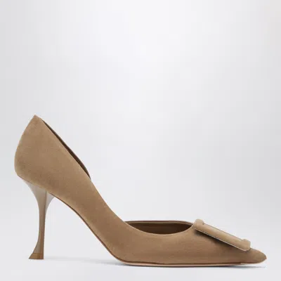 Roger Vivier Vivienne Dorsay Suede Mini Pumps In Gold