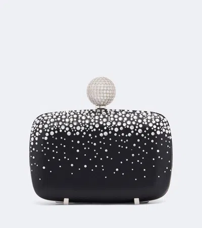 Roger Vivier Vivier Marlene Embellished Satin Clutch In Black