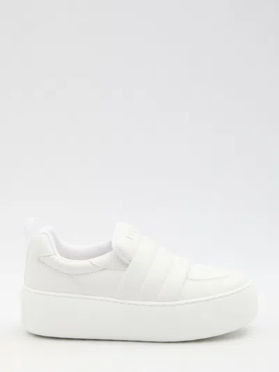 Roger Vivier Puffy Leather Low Top Sneakers In White