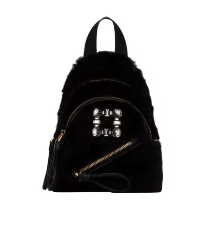 Roger Vivier Walkie Viv Backpack In Black