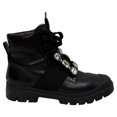 Roger Vivier Walkaiviv Lace-up Leather Bootie In Black