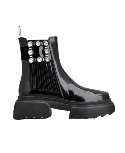 ROGER VIVIER ROGER VIVIER BUCKLE EMBELLISHED ANKLE BOOTS