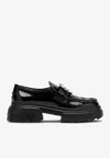 Roger Vivier Wallaviv Strass Buckle Loafers In Patent Leather In Black