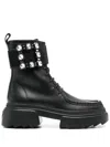 Roger Vivier Leather Lace-up Booties With Jeweled Buckle In Black