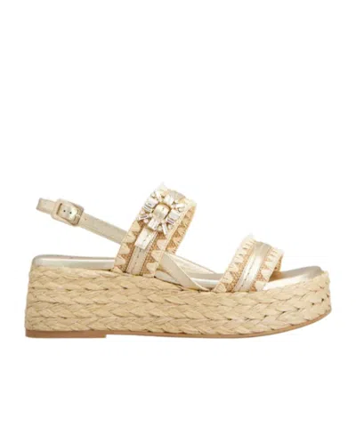 Roger Vivier Wedge Sandals In Raffia In Multi