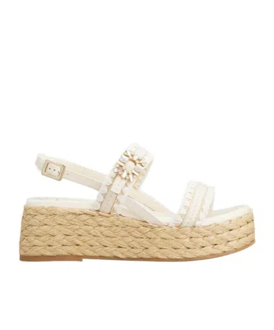 Roger Vivier Wedge Sandals In Raffia In Multi