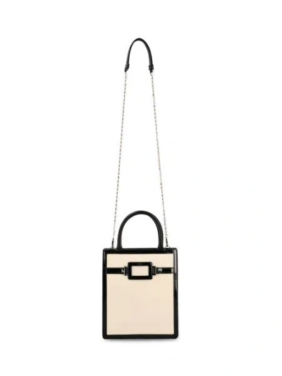 Roger Vivier Belle Vivier Voyage Lacquered Buckle Mini Tote Bag In White