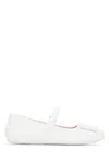 Roger Vivier Round Toe Textured Sole Ballerina Strap In White
