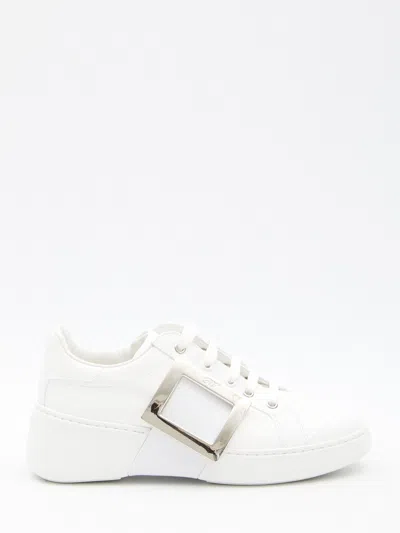 Roger Vivier White Leather Lace Up Sneakers