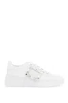 Roger Vivier Viv Skate Crystal-embellished Rubber-trimmed Leather Sneakers In White