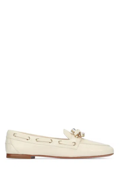 Roger Vivier White Slip On Loafers In Gold