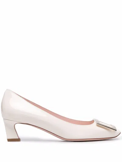 Roger Vivier White Trompette 45 Leather Pumps