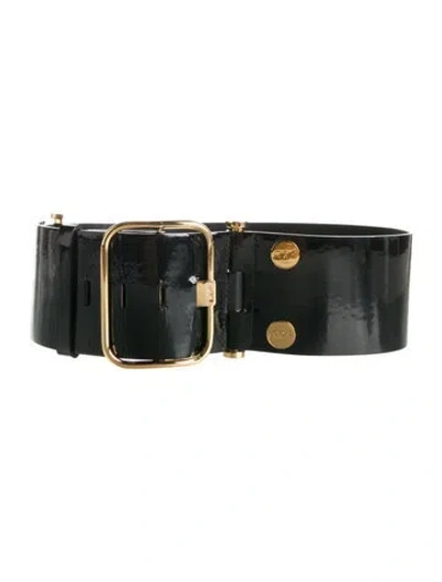 Pre-owned Roger Vivier Wide Leather Belt In Black