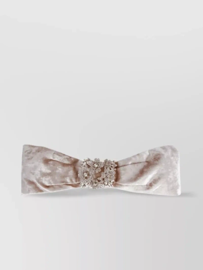 Roger Vivier Wide Velvet Band With Embellished Detail In Cream