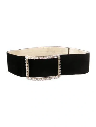 Pre-owned Roger Vivier Wide Velvet Waist Belt In Black/gold