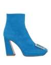 Roger Vivier Woman Ankle Boots Azure Size 4 Leather In Blue