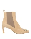 Roger Vivier Woman Ankle Boots Beige Size 10 Leather In Brown
