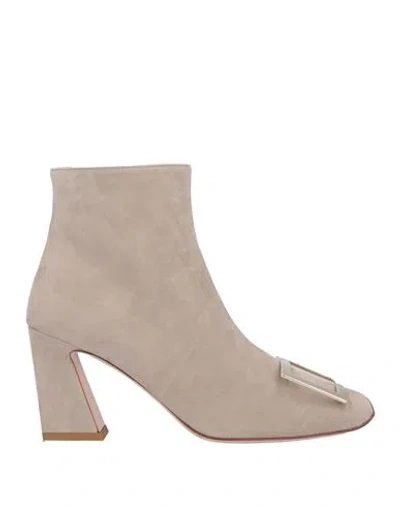 Roger Vivier Woman Ankle Boots Beige Size 6 Leather