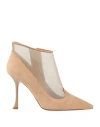 Roger Vivier Woman Ankle Boots Beige Size 8 Leather, Technical Fibers In Beige