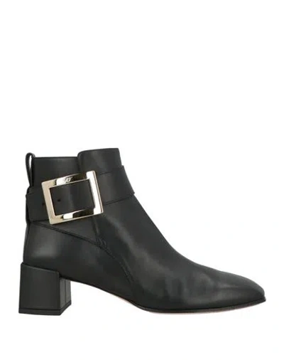 Roger Vivier Woman Ankle Boots Black Size 11.5 Leather In Multi