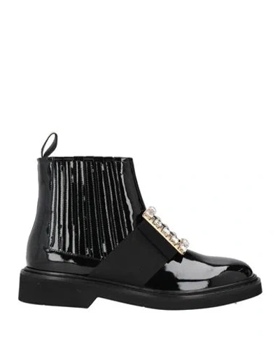 ROGER VIVIER ROGER VIVIER WOMAN ANKLE BOOTS BLACK SIZE 7.5 LEATHER