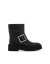 Roger Vivier Viv Rangers High Biker Booties In Black