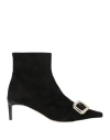 Roger Vivier Woman Ankle Boots Black Size 8 Leather In Black