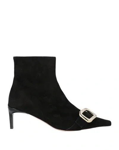 ROGER VIVIER ROGER VIVIER WOMAN ANKLE BOOTS BLACK SIZE 8 LEATHER
