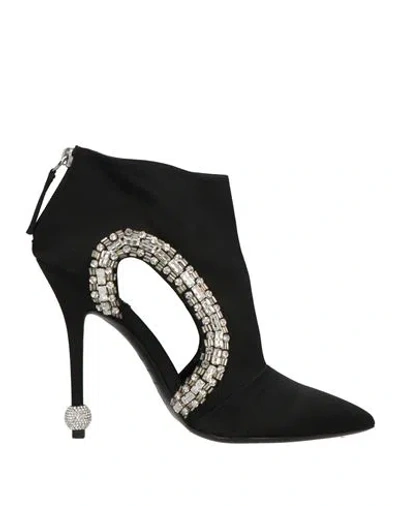 Roger Vivier Woman Ankle Boots Black Size 8 Textile Fibers