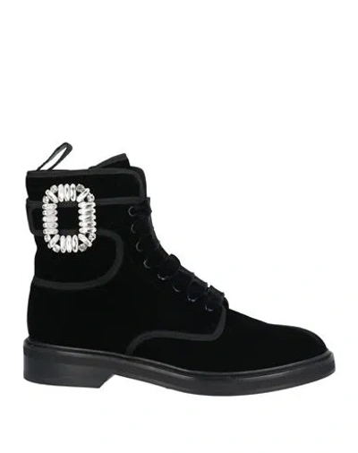 Roger Vivier Woman Ankle Boots Black Size 8 Textile Fibers