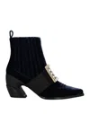 Roger Vivier Woman Ankle Boots Blue Size 7.5 Textile Fibers In Blue