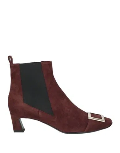 Roger Vivier Woman Ankle Boots Brown Size 5 Leather