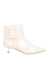 Roger Vivier Woman Ankle Boots Cream Size 10 Soft Leather In White