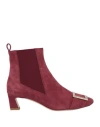 Roger Vivier Woman Ankle Boots Garnet Size 8 Leather In Red