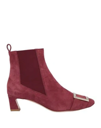 Roger Vivier Woman Ankle Boots Garnet Size 8 Leather In Red