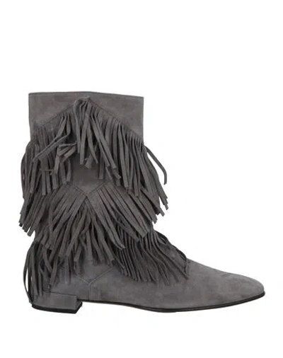 Roger Vivier Woman Ankle Boots Grey Size 8 Leather In Gray
